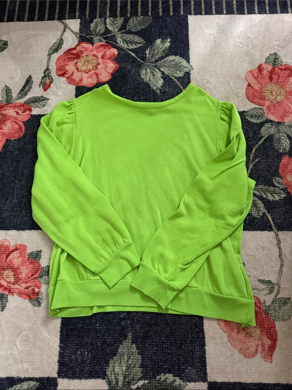 Halogen Lime Green Puff Shoulder Long Sleeve Top